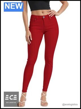 Women's Stretch Denim Jeans Mid Rise Skinny Fit 5 Pocket Bum Lifting